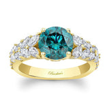 2 Carat Round Blue And White Diamond Engagement Ring