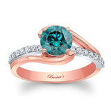 Simple 1 Carat Round Blue And White Diamond Ring