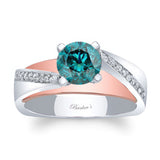Split Shank Pave Blue And White Diamond Engagement Ring