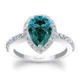 Teardrop Blue And White Diamond Ring