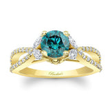 Blue And White Diamond Leaf Ring