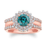 Starburst Blue And White Diamond Bridal Set With Two Bands