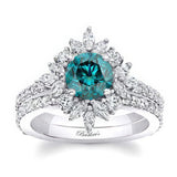 Marquise Halo Blue And White Diamond Wedding Set