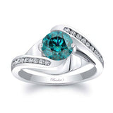 Split Shank Cathedral Blue And White Diamond Engagement Ring
