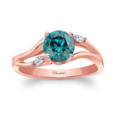 V Shaped Blue And White Diamond Ring
