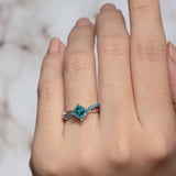 Princess Cut Blue Diamond Twist Engagement Ring