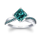 2 Carat Princess Cut Blue Diamond Twist Engagement Ring