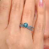 Twisted Blue Diamond Bridal Set