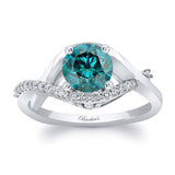 Criss Cross Blue And White Diamond Engagement Ring