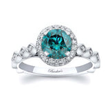 Vintage Halo Blue And White Diamond Ring