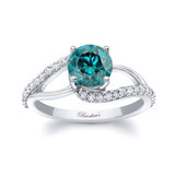 Split Shank Blue And White Diamond Ring