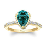 Teardrop Blue And White Diamond Engagement Ring