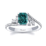 1 Carat Radiant Cut Blue And White Diamond Ring