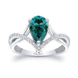 Unique Pear Shaped Blue And White Diamond Ring
