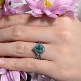 Unique Pear Shaped Blue Diamond Wedding Set