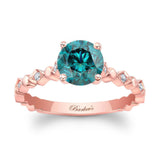 Art Deco Blue And White Diamond Engagement Ring