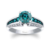 Lab Diamond Channel Set Ring With Blue Diamonds