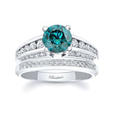 Blue And White Diamond Channel Set Wedding Ring Set