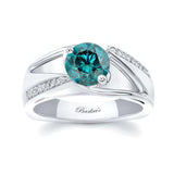 Pave Blue And White Diamond Ring