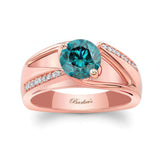 Pave Blue And White Diamond Ring