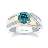 Pave Blue And White Diamond Ring