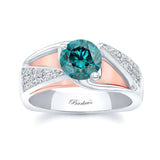 3 Row Blue And White Diamond Ring