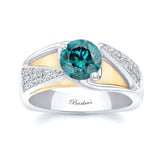 3 Row Blue And White Diamond Ring