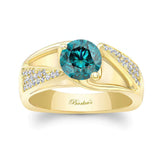 3 Row Blue And White Diamond Ring