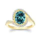 2 Carat Oval Blue And White Diamond Ring