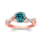 Blue And White Diamond Marquise Accent Ring