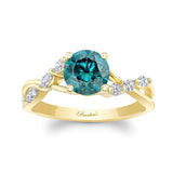 Blue And White Diamond Marquise Accent Ring