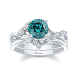 Blue And White Diamond Marquise Accent Wedding Set