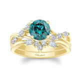 Blue And White Diamond Marquise Accent Wedding Set