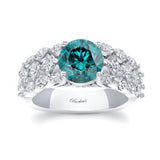 Three Row Blue And White Diamond Ring