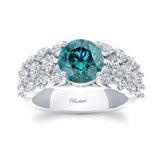Three Row Blue And White Diamond Ring