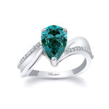 Split Shank Pear Blue And White Diamond Ring