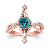 Unusual Round Blue And White Diamond Ring
