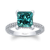 Hidden Halo Blue And White Diamond Engagement Ring