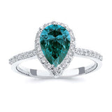2 Carat Pear Shaped Blue And White Diamond Halo Ring