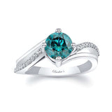 Blue And White Diamond Split Shank Engagement Ring