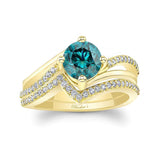 Blue And White Diamond Split Shank Wedding Set