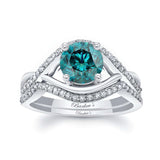 Blue And White Diamond Criss Cross Ring Set