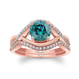 Blue And White Diamond Criss Cross Ring Set