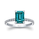 Ella Emerald Cut Blue And White Diamond Engagement Ring