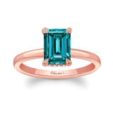 Emerald Cut Blue And White Diamond Engagement Ring