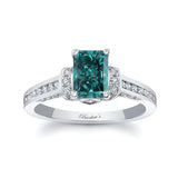 Radiant Cut Blue And White Diamond Ring