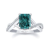 2 Carat Radiant Cut Blue And White Diamond Ring