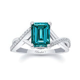 2 Carat Emerald Cut Blue And White Diamond Ring