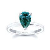 Hidden Halo Pear Blue And White Diamond Engagement Ring