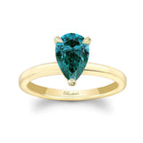Hidden Halo Pear Blue And White Diamond Engagement Ring